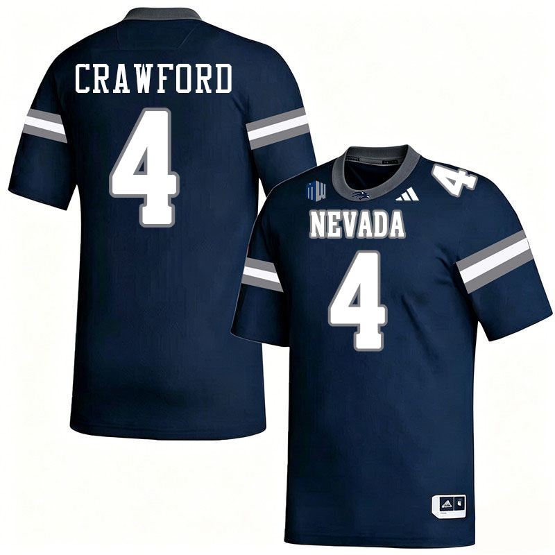Nevada Wolf Pack #4 Kitan Crawford College Football Jerseys,Uniforms-Navy